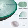 Green Ice-Crackle Tempered Glass Vessel Sink, Round Artistic Textured Bathroom Sink Bowl, Countertop Vanity Basin - Image 6
