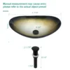 Bathroom Artistic Tempered Glass Gilded black Vessel Bathroom Sink with Black Pop-up Drain, Boat Shape Bathroom Sink Above Counter (no Faucet) - Image 3