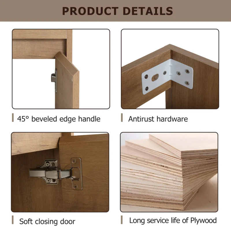 Soft Close Doors Bathroom Vanity With Sink,16 Inch For Small Bathroom - Image 7
