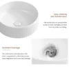 Small Bathroom Sink, 14 Inch Round Bathroom Sinks Above Counter, Porcelain Ceramic White Vessel Sink, Modern Sink, Sink Bowls for Bathroom Vanity Cabinet, Bathroom Sink, Art Wash Basin - Image 2