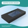 BB02-36-109, Integrated engineered solid surface basin WITHOUT drain and faucet, matte black color - Image 4