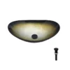 Bathroom Artistic Tempered Glass Gilded black Vessel Bathroom Sink with Black Pop-up Drain, Boat Shape Bathroom Sink Above Counter (no Faucet) - Image 2