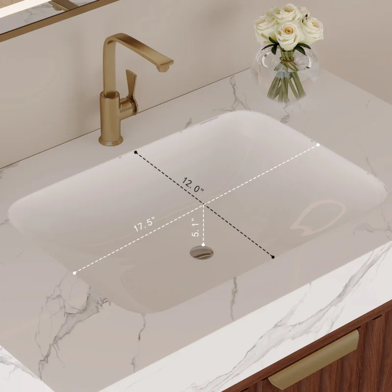 30" Modern Floating Bathroom Vanity with Seamless Sintered Stone Top & Ceramic Basin – 2 Soft-Close Drawers, Wall-Mounted - Image 14