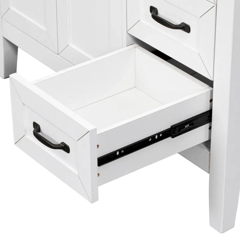 36" Bathroom Vanity without Sink, Cabinet Base Only, Bathroom Cabinet with Drawers, Solid Frame and MDF Board, White - Image 8