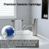 Single Handle Bathroom Faucet Lavatory Faucet Stainless Steel Single Hole-T10, Brushed Nickel - Image 8