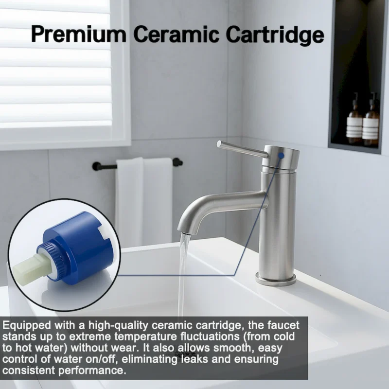 Single Handle Bathroom Faucet Lavatory Faucet Stainless Steel Single Hole-T10, Brushed Nickel - Image 8