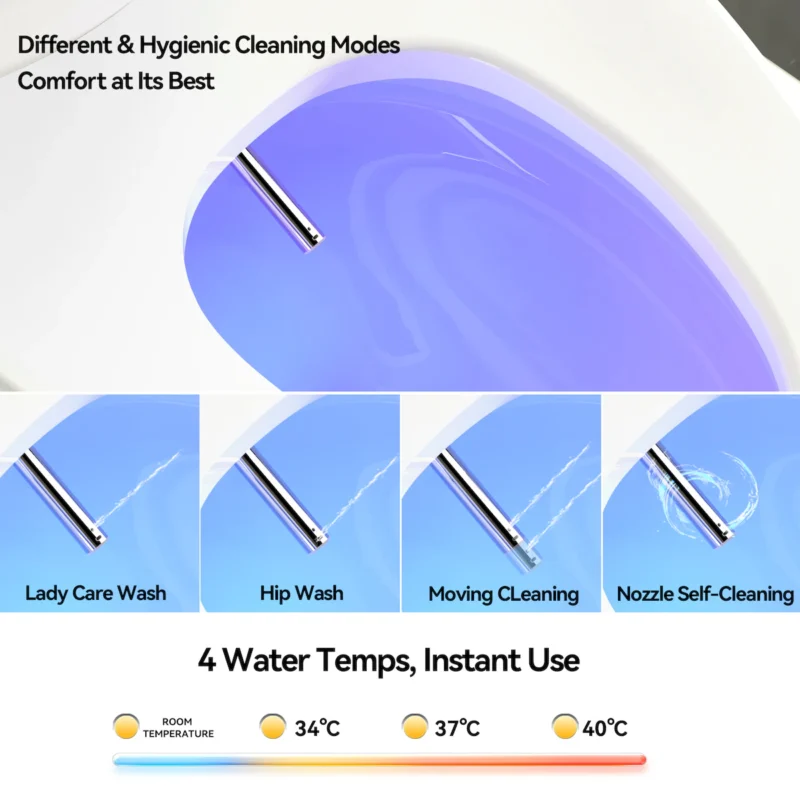 Smart Toilets with Heated Bidet Seat.Portable toilet with bidet built.Intelligent Toilet Auto Open/Close Seat. Bidet toilet with Dryer and Warm Water - Image 13