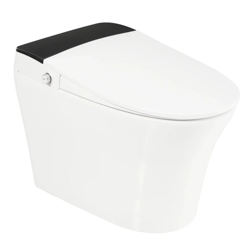 Heated Seat Smart Toilet, One Piece Toilet, Automatic Flush Tankless Toilet without Bidet, with Foot sensor Flush, Blue Night Light, Knob Control, Power Outage Flushing, Soft Close Cover,White - Image 8
