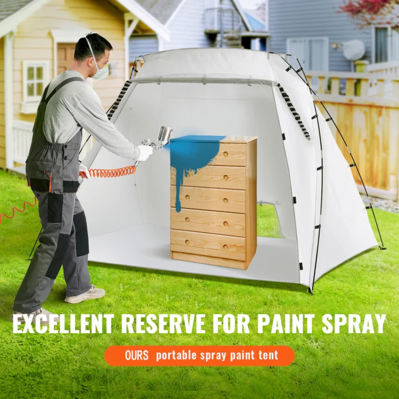 Portable Paint Booth, Larger Spray Paint Tent with Built-in Floor & Mesh Screen, Painting Tent Station for Furniture DIY Hobby Tool, 7.5x5.2x5.2ft Spray Paint Shelter - Image 9