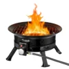 Propane Fire Pit 19-Inch, 53,000 BTU Portable Gas Fire Pit, with Grill Grate & Lava Rocks, Adjustable Flame, Folding Legs,Smokeless Outdoor Firebowl for Camping, Patio, Backyard, Deck, RV, Black - Image 10