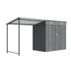 12x4 FT Metal Lean-To Shed with Pergola, 6x4 FT Outdoor Storage Shed & Hardtop Gazebo Combo, 2-in-1 Garden Tool Shed with Open Side for Patio, Backyard, Deck 