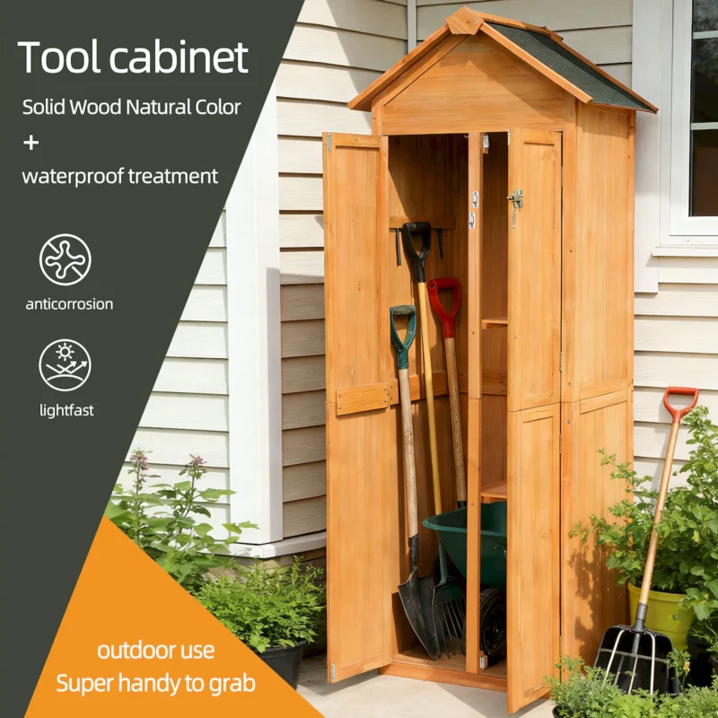 Outdoor Storage Shed Wood Tool Shed Waterproof Garden Storage Cabinet with Lockable Doors for Patio Furniture, Backyard, Lawn, Meadow, Farmland - Image 8