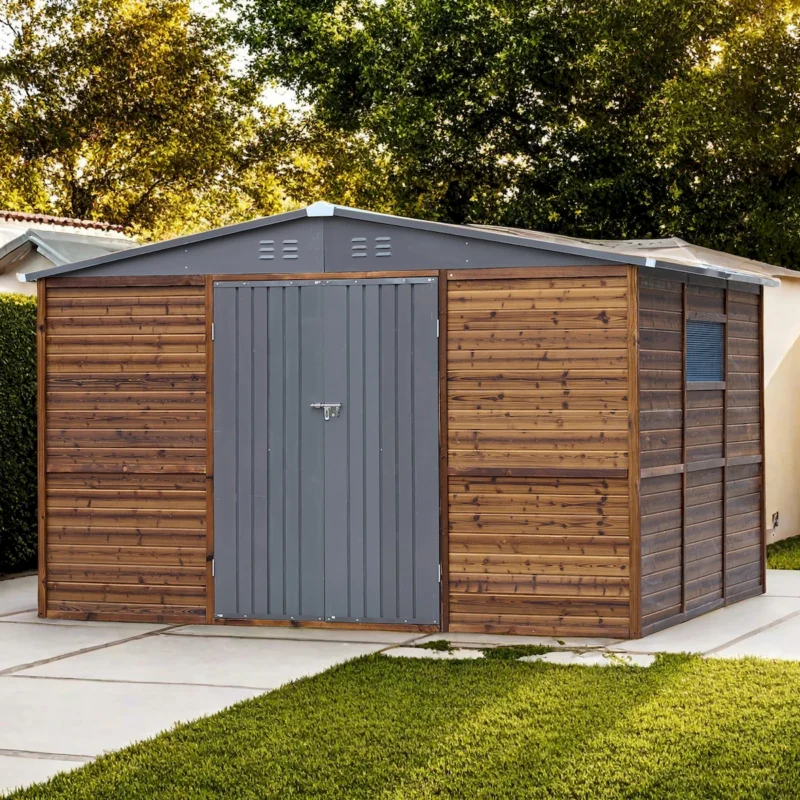 8*10FT Iron-Wood Combination Tool Shed – A Perfect Blend of Nature and Functionality - Image 8