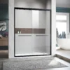 Sliding Shower Glass Door 56-60 in. W x 72 in. H, Adjustable Semi Frameless Shower Door, Certified Thick Clear Clear Tempered Glass, 304 Stainless Steel Handles, Black Finish - Image 8
