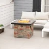 Outsunny 32 Inch Outdoor Propane Gas Fire Pit Table, 50,000 BTU Auto-Ignition Square Faux Ledge Stone Gas Firepit with Lava Rocks and Rain Cover, CSA Certification, Brown - Image 10