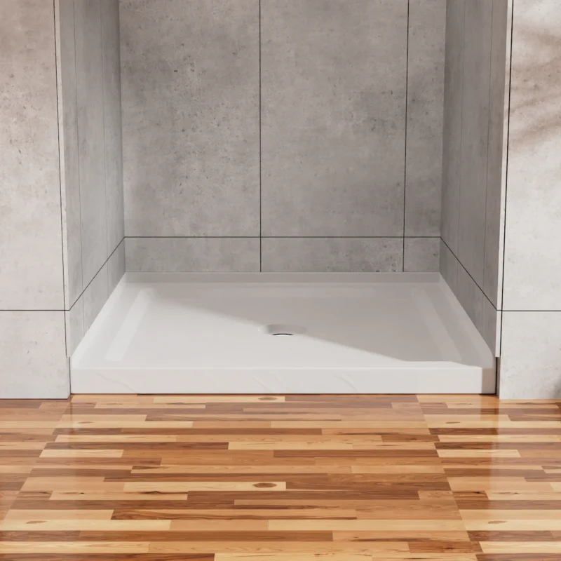 Goodyo 36"x36" Shower Pan 3.3" Height Single Threshold Shower Base in Slate White, Anti-slip Acrylic, Center Drain (no Drain Sets) - Image 7