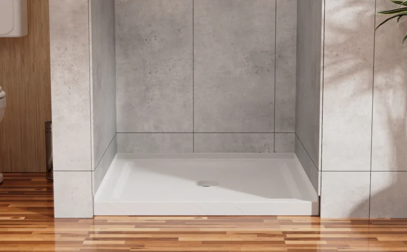 Goodyo 36"x36" Shower Pan 3.3" Height Double Threshold Shower Base in Slate White, Anti-slip Acrylic, Center Drain (no Drain Sets)  - Image 9