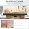 Outsunny 32 Inch Outdoor Propane Gas Fire Pit Table, 50,000 BTU Auto-Ignition Square Faux Ledge Stone Gas Firepit with Lava Rocks and Rain Cover, CSA Certification, Brown - Image 2