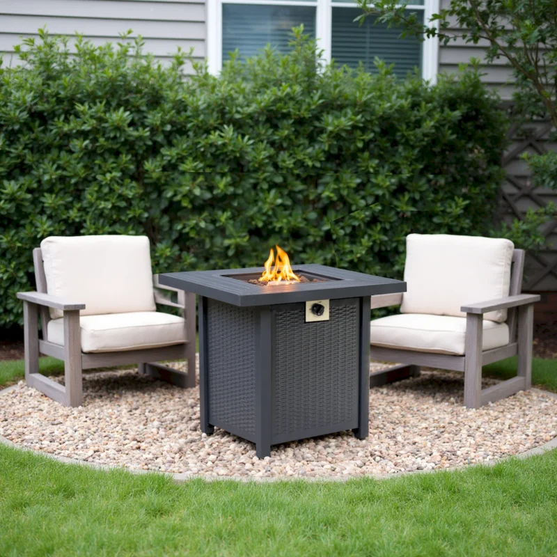 28-inch Iron Square Propane Fire Pit Table - Image 9