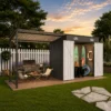 12x4 FT Metal Lean-To Shed with Pergola, 6x4 FT Outdoor Storage Shed & Hardtop Gazebo Combo, 2-in-1 Garden Tool Shed with Open Side for Patio, Backyard, Deck  - Image 5
