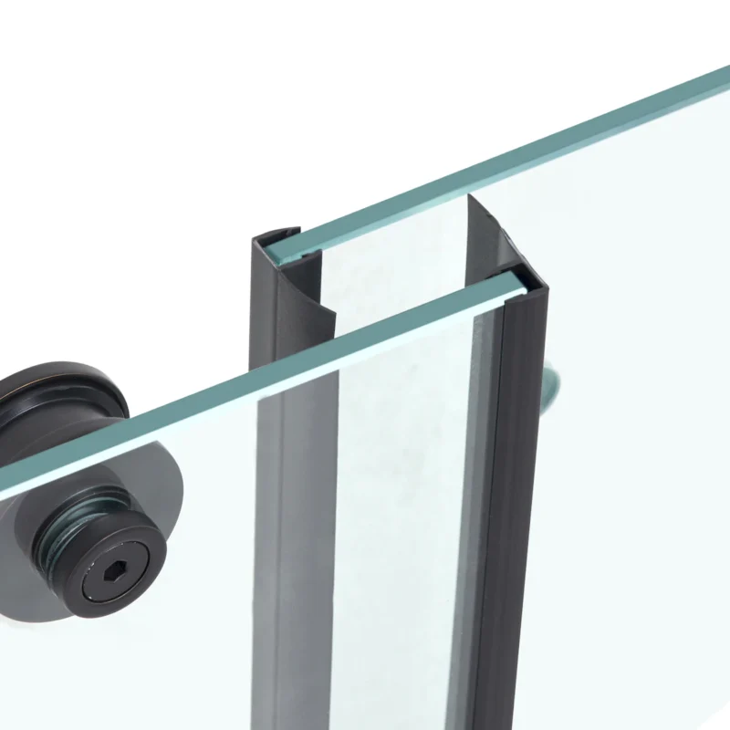Frameless Shower Door 58-59 x 75 in Clear Tempered Glass 5/16 in Matte Black - Image 5