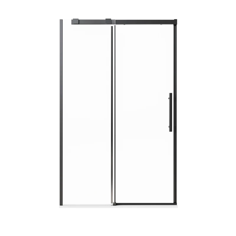 46-48" W * 76" H Frameless Single Sliding Shower Door, Bathroom Sliding Shower Door, 5/16" (8mm) Thick SGCC Tempered Glass Door, Matte Black - Image 2
