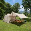 5.72m² Inflatable Camping Tent, Easy Setup 4 Season Windproof Glamping Tent with Mesh Windows & Pump, Outdoor Cotton Tent - Image 5
