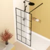 Framed Glass Shower Screen 34" Width x 72"Height with 1/4" 6mm Silk-printing Tempered Glass, Matte black aluminum and support bar, Shower door - Image 8
