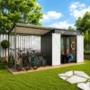 12x4 FT Metal Lean-To Shed with Pergola, 6x4 FT Outdoor Storage Shed & Hardtop Gazebo Combo, 2-in-1 Garden Tool Shed with Open Side for Patio, Backyard, Deck  - Image 4