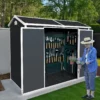 8x4ft Outdoor Resin Garden Shed with Floor and 2 Windows, Plastic Patio Outdoor Storage Shed with Lockable Door for Garden Tools, Bicycles, Trash Cans, Black  - Image 4