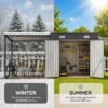 12x4 FT Metal Lean-To Shed with Pergola, 6x4 FT Outdoor Storage Shed & Hardtop Gazebo Combo, 2-in-1 Garden Tool Shed with Open Side for Patio, Backyard, Deck  - Image 2