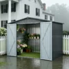 Metal Storage Shed with Double Doors, Heavy-Duty Galvanized Steel Outdoor Garden Shed for Tools, Lawn Equipment, and Yard Storage (72.8"Hx68.9"Dx87.8"W)  - Image 8