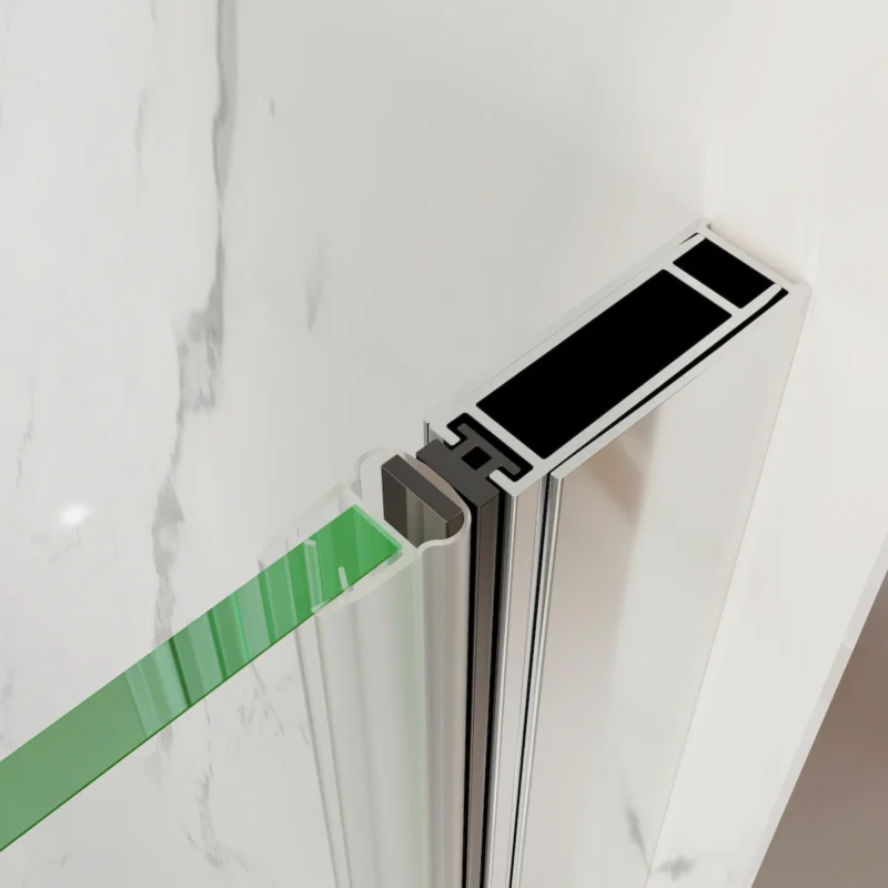 34 In. to 36In. x 72 In Semi-Frameless Pivot Shower Door in Chrome With Clear Glass - Image 4