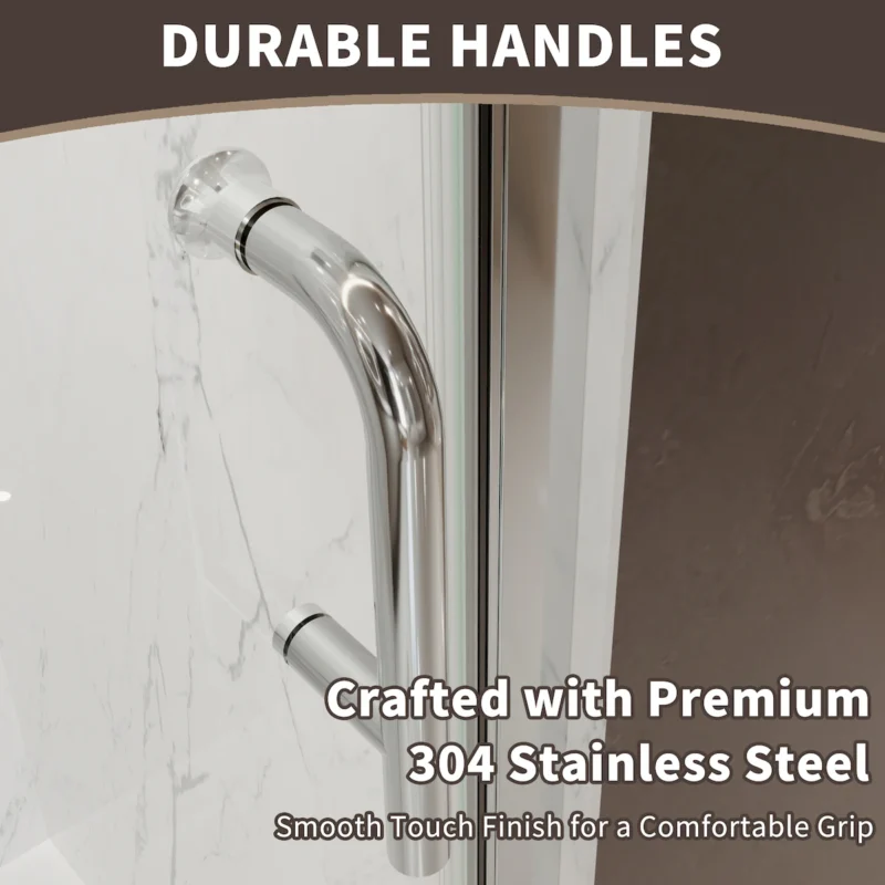 34 In. to 36In. x 72 In Semi-Frameless Pivot Shower Door in Chrome With Clear Glass - Image 2