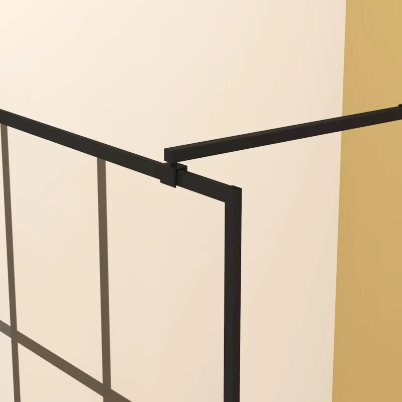 Framed Glass Shower Screen 34" Width x 72"Height with 1/4" 6mm Silk-printing Tempered Glass, Matte black aluminum and support bar, Shower door - Image 2