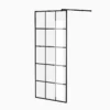 Framed Glass Shower Screen 34" Width x 72"Height with 1/4" 6mm Silk-printing Tempered Glass, Matte black aluminum and support bar, Shower door