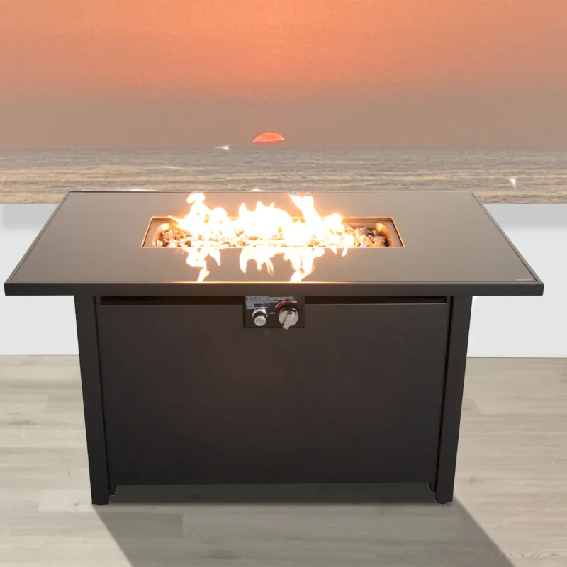 25'' H x 42'' W Steel Outdoor Fire Pit Table with Lid - Image 5