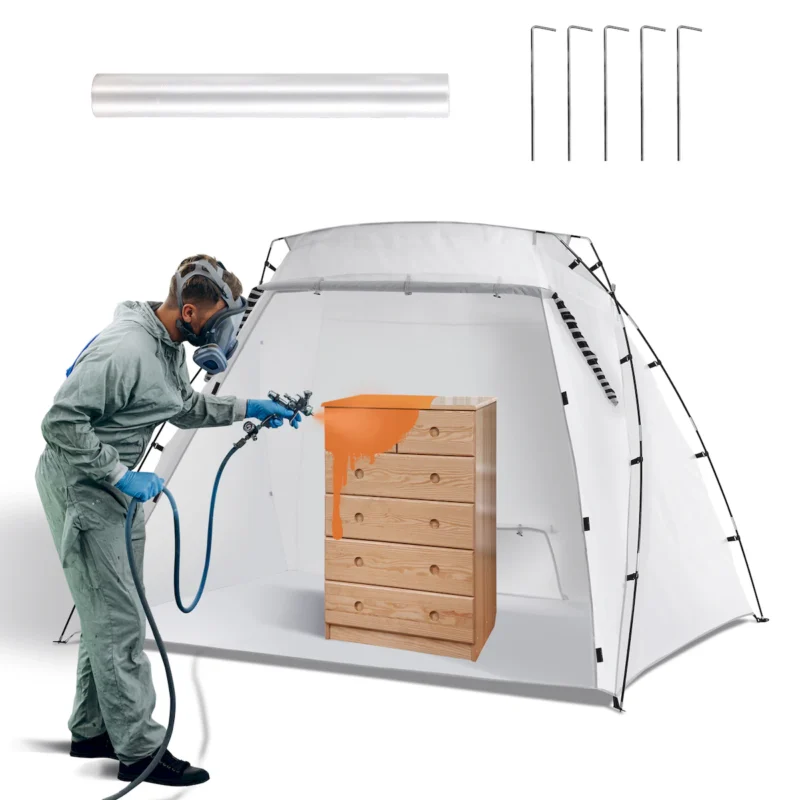 Portable Paint Booth, Larger Spray Paint Tent with Built-in Floor & Mesh Screen, Painting Tent Station for Furniture DIY Hobby Tool, 7.5x5.2x5.2ft Spray Paint Shelter - Image 8