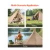 Hot Tent for 4 Persons, Portable Winter Tipi Tent with Stove Jack, Waterproof Canvas Camping Tents, Lightweight 4 Season Shelter Tents for Hiking Fishing Backpacking, M Size - Image 9