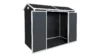 8x4ft Outdoor Resin Garden Shed with Floor and 2 Windows, Plastic Patio Outdoor Storage Shed with Lockable Door for Garden Tools, Bicycles, Trash Cans, Black 