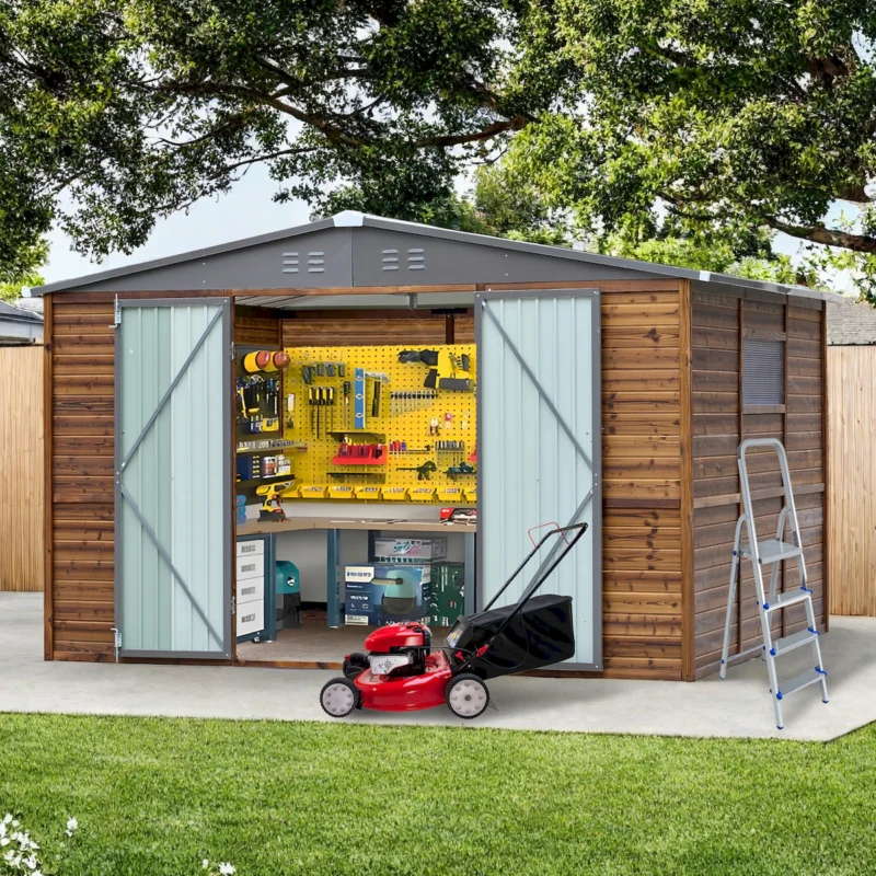 8*10FT Iron-Wood Combination Tool Shed – A Perfect Blend of Nature and Functionality - Image 7