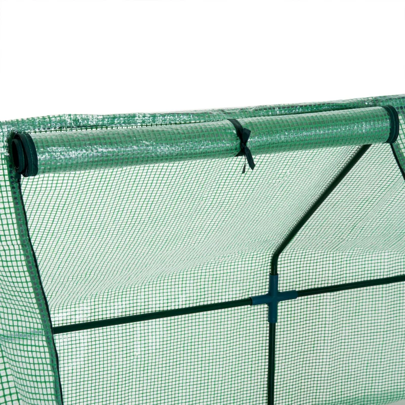 Outsunny 9' x 3' x 3' Portable Mini Greenhouse Outdoor Garden with Large Zipper Doors and Water/UV PE Cover, Green  - Image 10