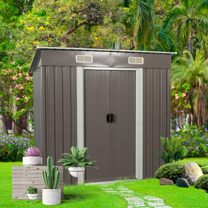 6ft x 4ft Outdoor Metal Storage Shed - Image 8
