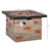 Outsunny 32 Inch Outdoor Propane Gas Fire Pit Table, 50,000 BTU Auto-Ignition Square Faux Ledge Stone Gas Firepit with Lava Rocks and Rain Cover, CSA Certification, Brown - Image 9