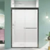 44"-48"W*72" H Semi-Frameless Double Sliding Shower Door, Bypass Shower Door, 1/4" (6mm) Thick SGCC Tempered Glass Door, Matte Black - Image 8