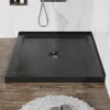 Goodyo 36"x36" Shower Base Anti-slip Acrylic Center Drain Double Threshold Shower Basin in Black - Image 5