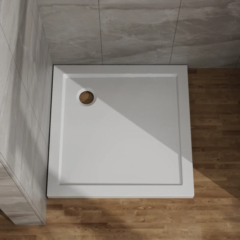Goodyo 32x32 in Shower Base, Centered Drain No Threshold Shower Pan, White - Image 7