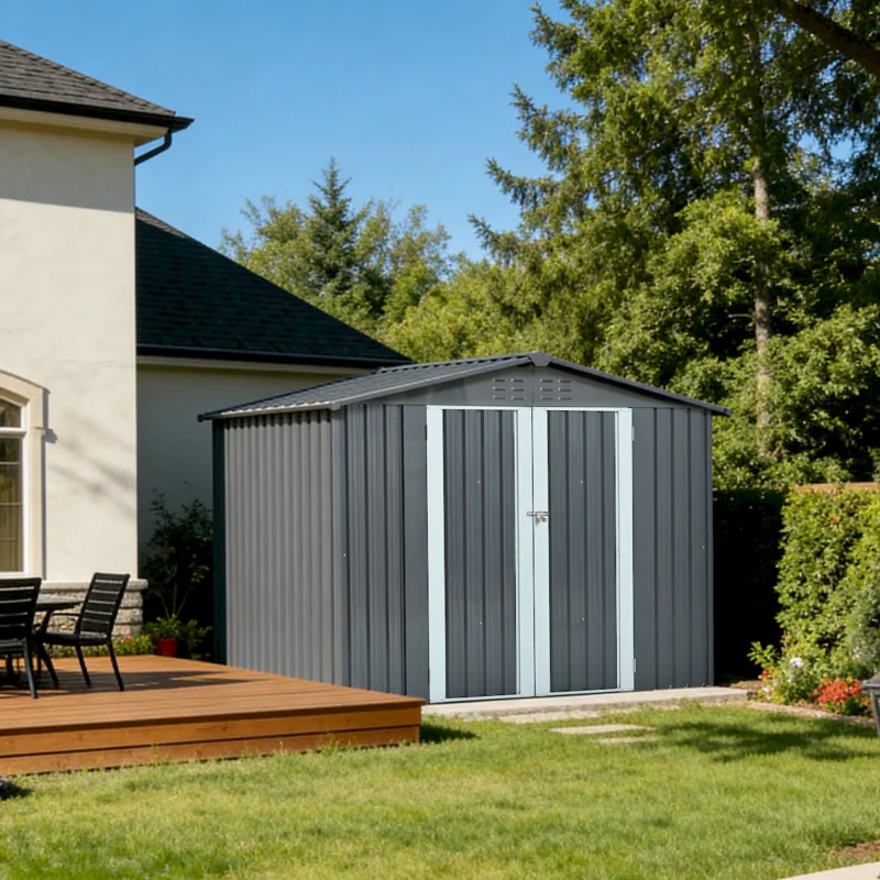 Metal Storage Shed with Double Doors, Heavy-Duty Galvanized Steel Outdoor Garden Shed for Tools, Lawn Equipment, and Yard Storage (72.8"Hx68.9"Dx87.8"W)  - Image 3
