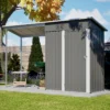 Durable 5x3FT Galvanized Steel Shed & Gazebo Combo, Easy Assembly Lean-To Storage with Open Pergola, All-Weather 2-in-1 Garden Shed for Tool Storage, Patio, Backyard  - Image 5
