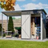 Durable 5x3FT Galvanized Steel Shed & Gazebo Combo, Easy Assembly Lean-To Storage with Open Pergola, All-Weather 2-in-1 Garden Shed for Tool Storage, Patio, Backyard  - Image 4